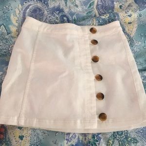 white free people denim skirt